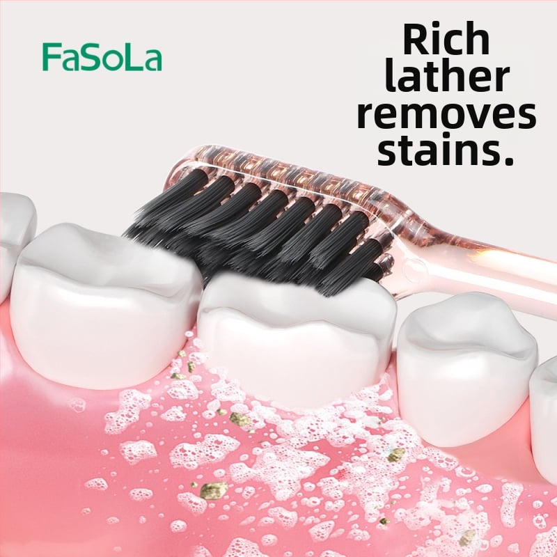 FaSoLa periuță de dinți cu peri moi pentru masajul gingiilor și îndepărtarea tartrului – material PETG/PBT, set de 3 buc.