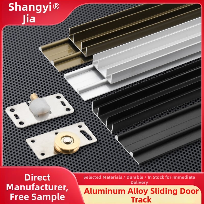 Systém vodícich koľajničiek pre šatníkové posuvné dvere s hornou a dolnou dráhou, hliníková zliatina, oxidovaný povrch, model A0032, tichý chod