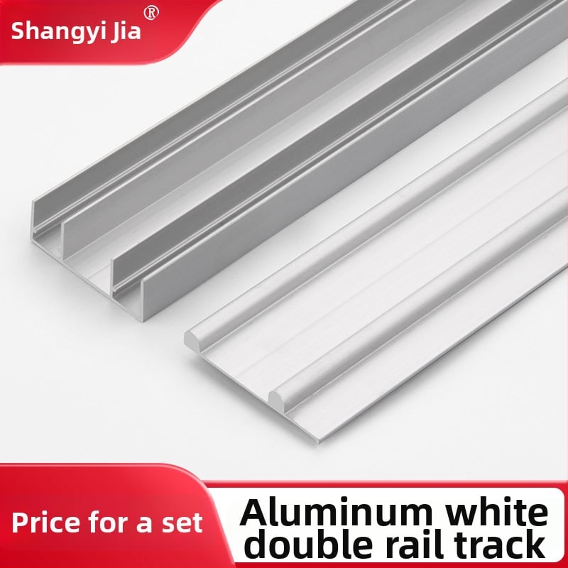 Systém vodícich koľajničiek pre šatníkové posuvné dvere s hornou a dolnou dráhou, hliníková zliatina, oxidovaný povrch, model A0032, tichý chod