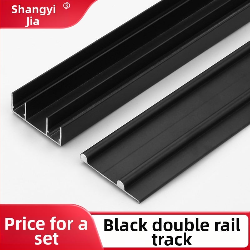 Systém vodícich koľajničiek pre šatníkové posuvné dvere s hornou a dolnou dráhou, hliníková zliatina, oxidovaný povrch, model A0032, tichý chod