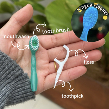 Οδοντόβουρτσα 5-σε-1 με burst-bead τεχνολογία, ενσωματωμένο οδοντικό νήμα και οδοντογλυφίδα, φορητή και ατομικά συσκευασμένη, απαλές τρίχες για ενήλικες