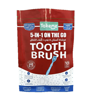 Οδοντόβουρτσα 5-σε-1 με burst-bead τεχνολογία, ενσωματωμένο οδοντικό νήμα και οδοντογλυφίδα, φορητή και ατομικά συσκευασμένη, απαλές τρίχες για ενήλικες