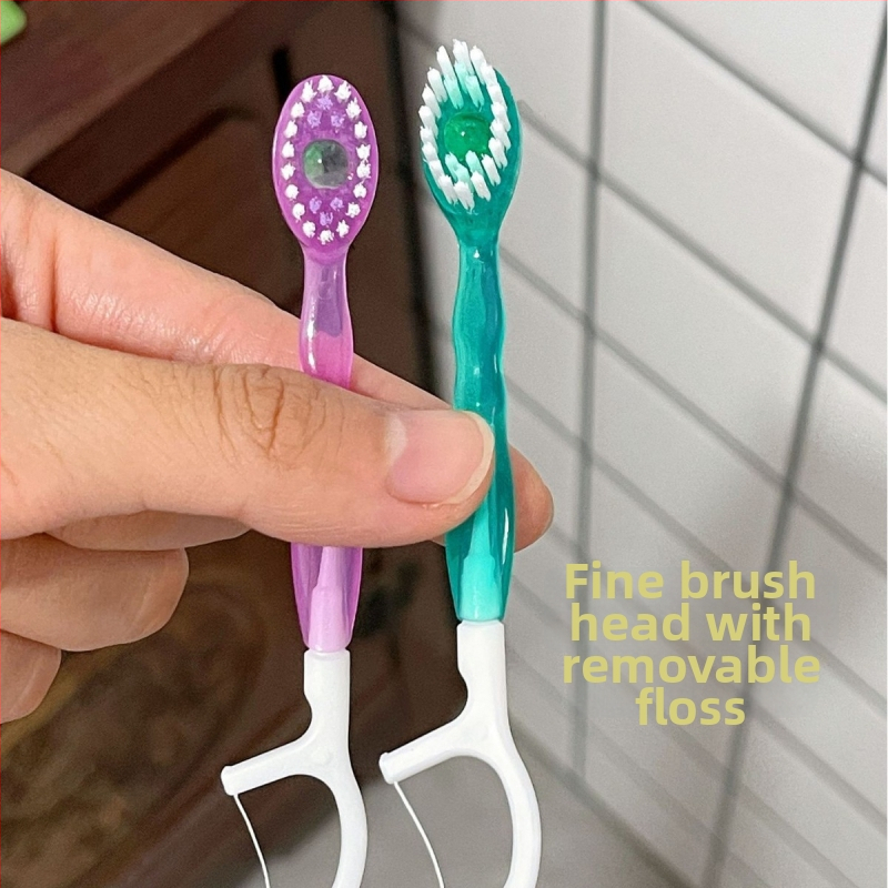 Οδοντόβουρτσα 5-σε-1 με burst-bead τεχνολογία, ενσωματωμένο οδοντικό νήμα και οδοντογλυφίδα, φορητή και ατομικά συσκευασμένη, απαλές τρίχες για ενήλικες