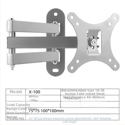 X100 nástenný držiak na TV/monitor – mechanické ovládanie, nosnosť do 5 kg, vhodný na stenu