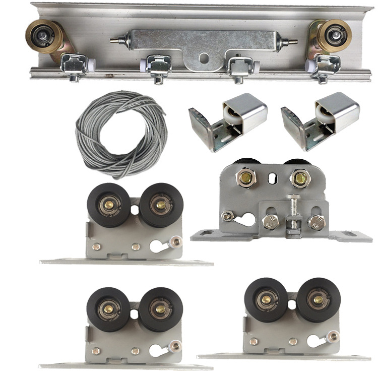 Poluautomatski sustav vodilica za klizna vrata s visećim kotačićem — aluminijska legura, oksidirani završni sloj, model s jednim ili dvostrukim kotačićem, moderni minimalistički stil