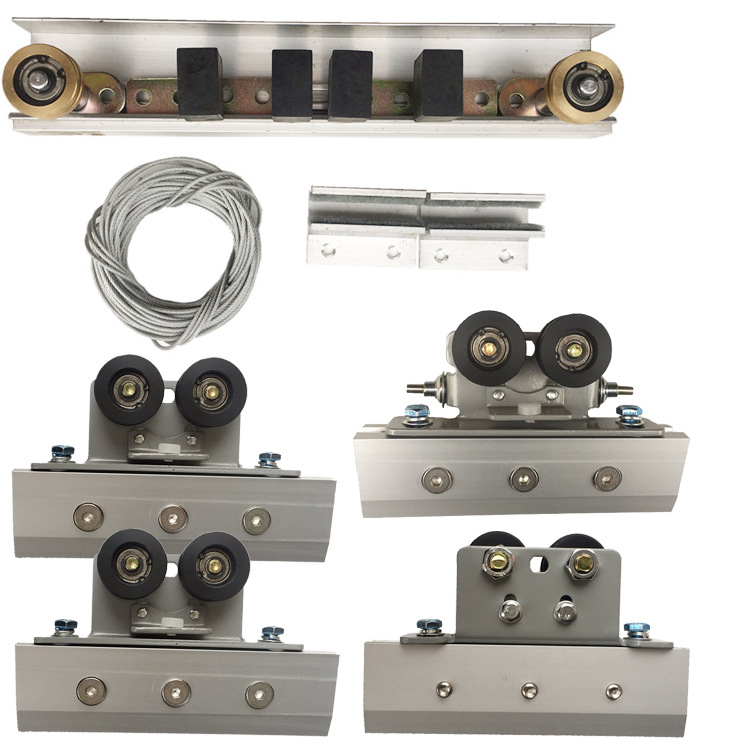 Poluautomatski sustav vodilica za klizna vrata s visećim kotačićem — aluminijska legura, oksidirani završni sloj, model s jednim ili dvostrukim kotačićem, moderni minimalistički stil