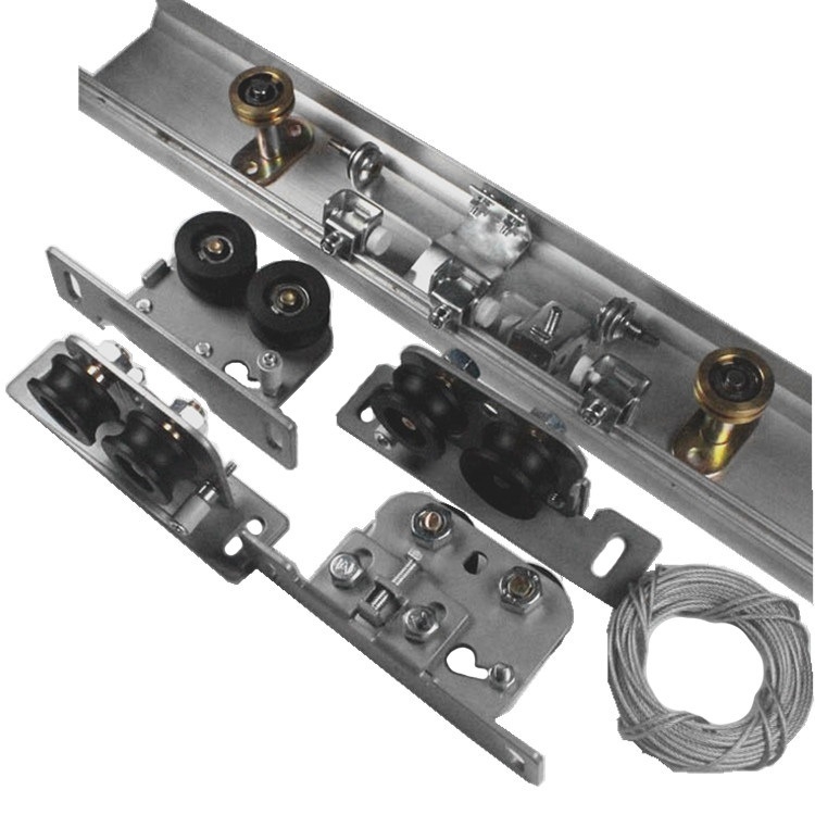 Poluautomatski sustav vodilica za klizna vrata s visećim kotačićem — aluminijska legura, oksidirani završni sloj, model s jednim ili dvostrukim kotačićem, moderni minimalistički stil