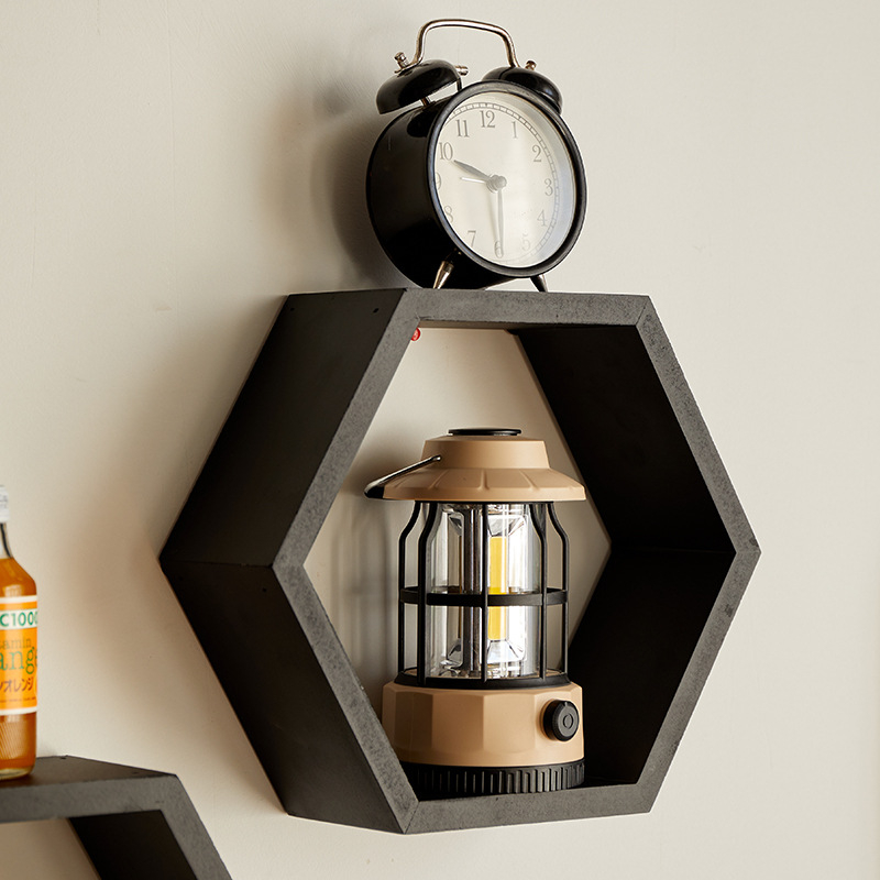 Hatszögletű falipolc bambuszból, 1-szintű, modern minimalist stílus, csavaros rögzítés, többfunkciós tároló