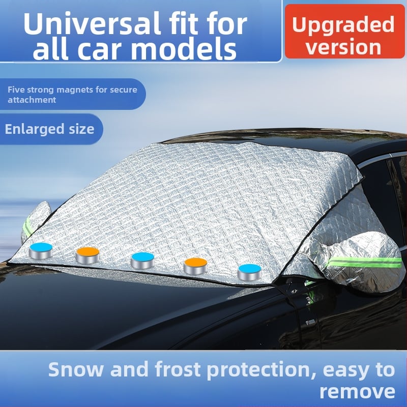 Зимна покривка за преден капак на автомобил със магнитно закрепване, удължена версия, алуминиево фолио, универсална, телескопично монтиране