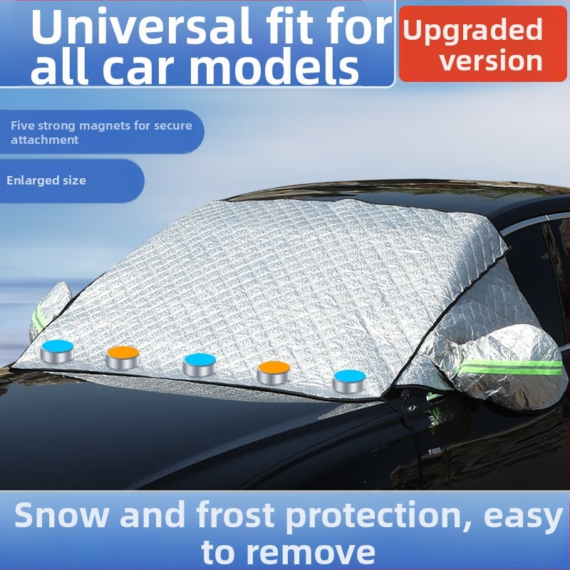 Зимна покривка за преден капак на автомобил със магнитно закрепване, удължена версия, алуминиево фолио, универсална, телескопично монтиране