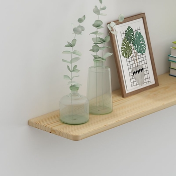 Tömörfa falra szerelhető polc, 1 polc, egyszerű modern dizájn, csavaros rögzítés, konyhai tárolásra