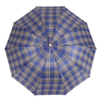 Üzleti háromrészes összecsukható esernyő, poliészter anyag, acél bordák, gumírozott fogantyú, logó nyomtatva