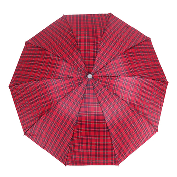 Üzleti háromrészes összecsukható esernyő, poliészter anyag, acél bordák, gumírozott fogantyú, logó nyomtatva