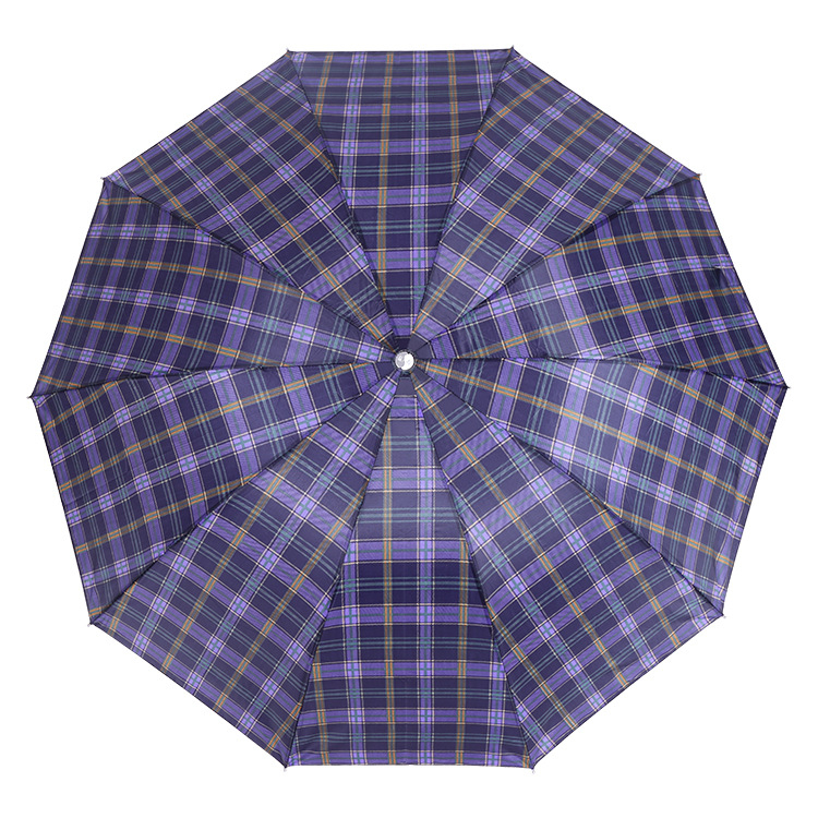 Üzleti háromrészes összecsukható esernyő, poliészter anyag, acél bordák, gumírozott fogantyú, logó nyomtatva