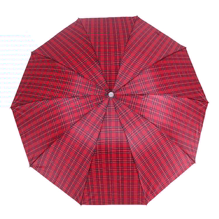 Üzleti háromrészes összecsukható esernyő, poliészter anyag, acél bordák, gumírozott fogantyú, logó nyomtatva