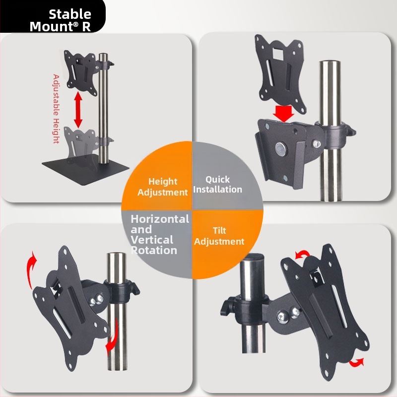 Rotujúci nastaviteľný stojan na monitor na stenu pre dotykové displeje, model C01, materiál SPCC železo, hmotnosť 500 g, súčasťou balenia montážne príslušenstvo
