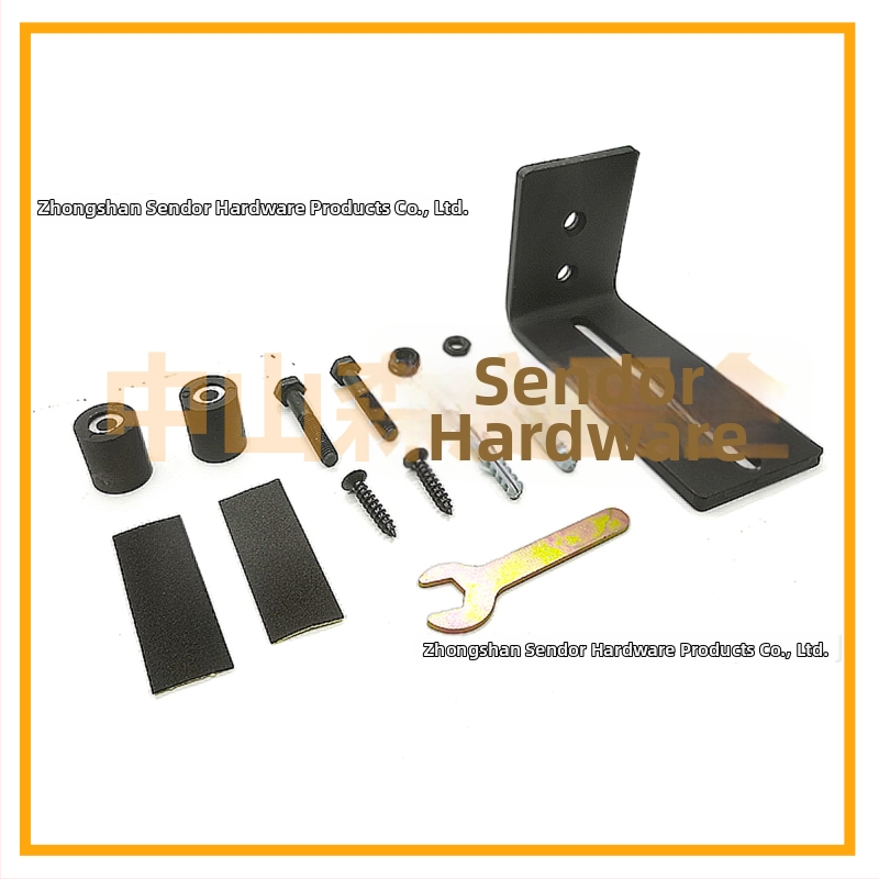 Hardvér na maštaľné dvere: oceľ, matná čierna úprava, model FL50503, osem v jednom možnosti inštalácie, kolieska s dvojitou dierou