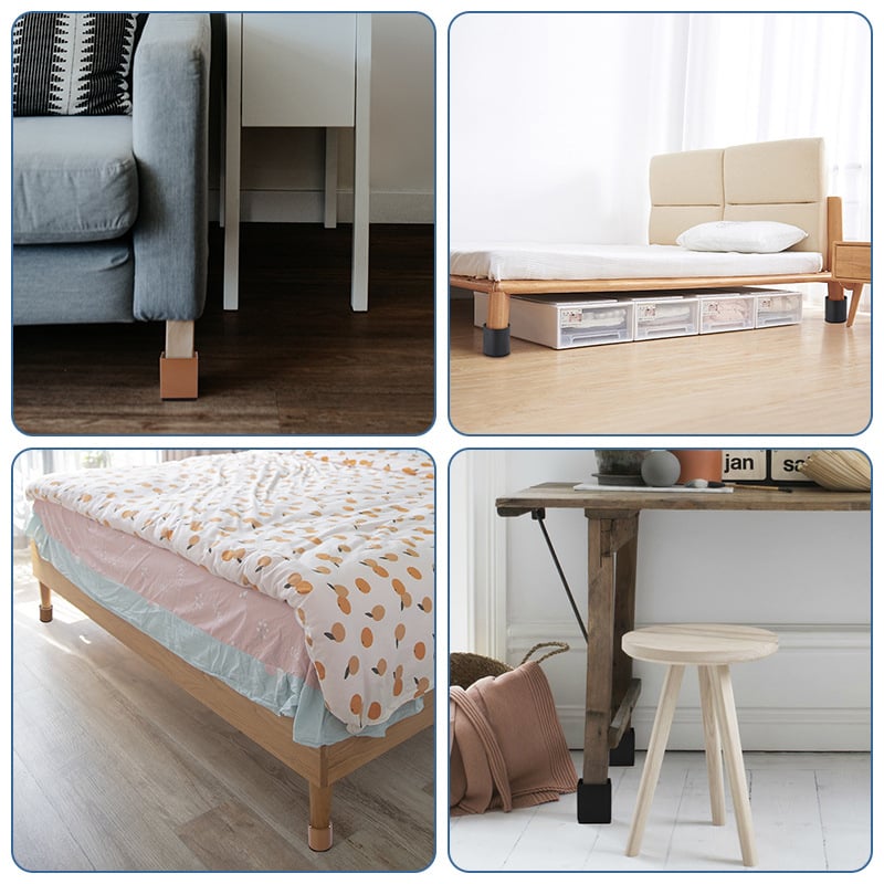 Πέλμα ποδιού από ανθρακούχο χάλυβα με αυλάκωση για πόδια καναπέ και τραπεζιού, τετράγωνο σχήμα, μη ολισθηρό, ύψος 2 cm, μοντέρνος μινιμαλιστικός στυλ