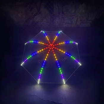 LED esernyő automatikus nyitással, átlátszó POE borítás, 8 merevítő, egyenes nyél, gyerekeknek