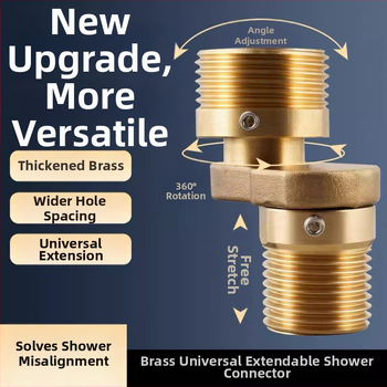 Robinet de duș din cupru, cu unghi excentric reglabil și supapă de amestec cu diametru variabil al curbei, cu cuplaj înclinant