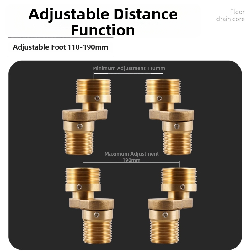 Robinet de duș din cupru, cu unghi excentric reglabil și supapă de amestec cu diametru variabil al curbei, cu cuplaj înclinant