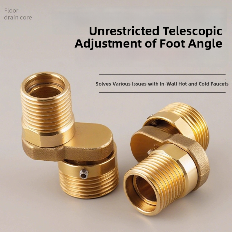 Robinet de duș din cupru, cu unghi excentric reglabil și supapă de amestec cu diametru variabil al curbei, cu cuplaj înclinant