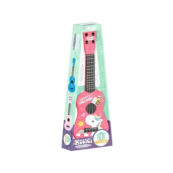 Drvena dječja ukulele-igračka, pakirana u šarenoj kutiji, model 123, za uzrast 14+ godina