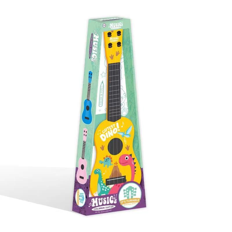 Drvena dječja ukulele-igračka, pakirana u šarenoj kutiji, model 123, za uzrast 14+ godina