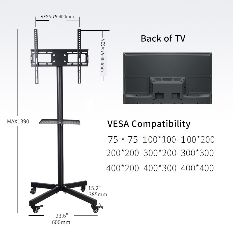 PTS001-1 Podni stalak za LCD TV s mobilnim vertikalnim kolom za prikaz