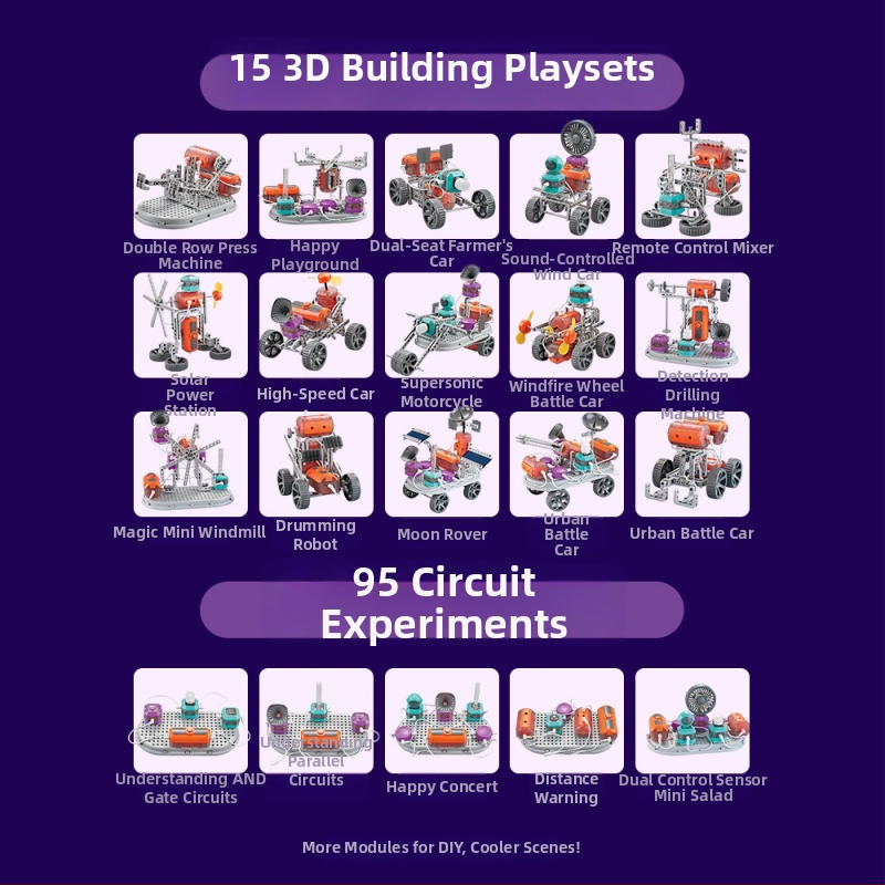 Elektronički građevinski blokovi za obrazovnu igru uzrast 7-14, ABS, 38-50 komada, snimanje i zvukovne funkcije