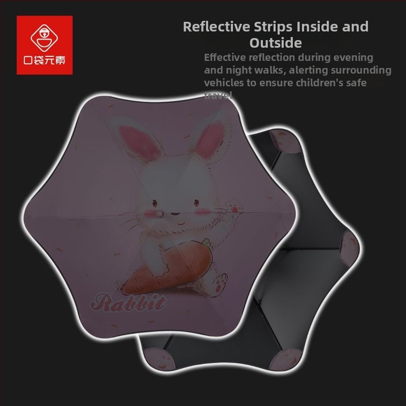 Detský zložený dážďnik s vlastným textovým logom - rám so 6 rebrami, hliníková tyč, polyesterová látka, ručné otváranie a zatváranie.