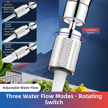 Adaptor universal pentru robinet cu prelungitor de bucătărie, adaptor rotativ și aerator cu filtru (Material: ABS; Stil: Simplitate modernă; Brand: Clean and Special; Funcție: canelare cu trei trepte)