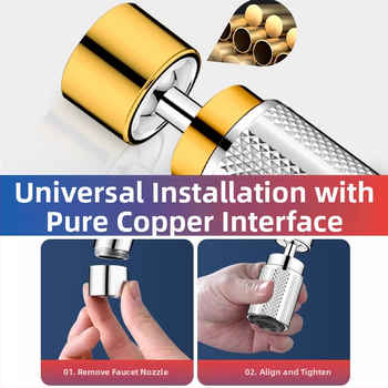 Adaptor universal pentru robinet cu prelungitor de bucătărie, adaptor rotativ și aerator cu filtru (Material: ABS; Stil: Simplitate modernă; Brand: Clean and Special; Funcție: canelare cu trei trepte)