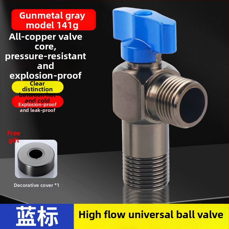 Mesingani kutni kuglični ventil za plinski bojler visok protok, potpuno otvoreno kugličko jezgro, ventil za toplu i hladnu vodu, 4-točkové otvorenje