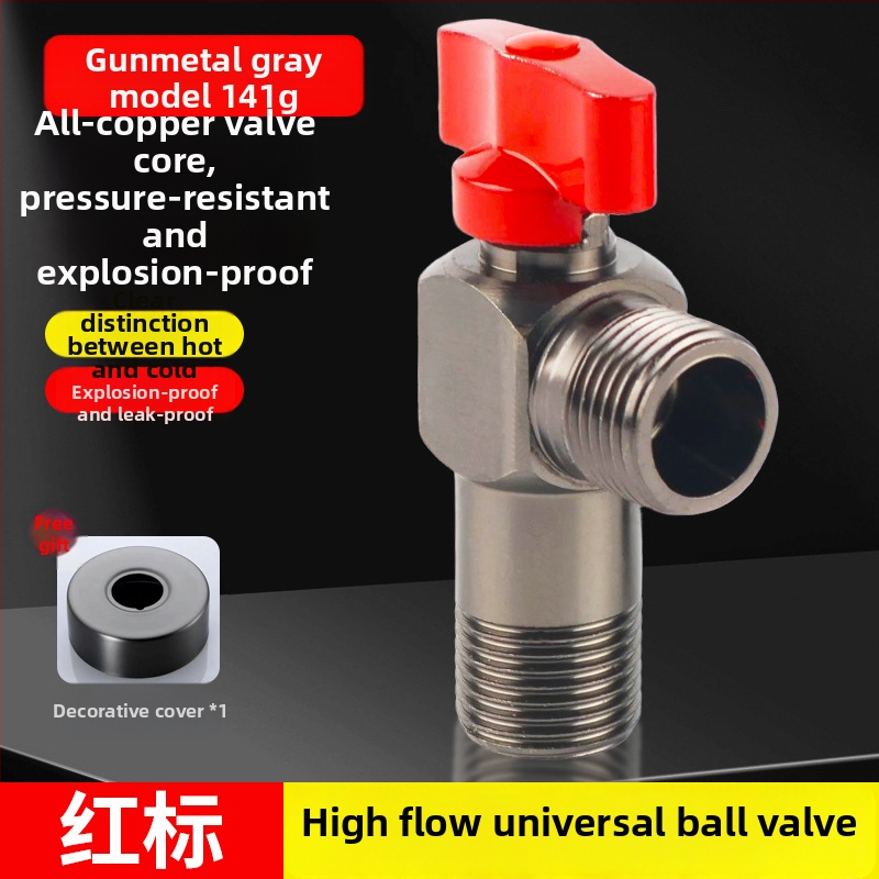 Mesingani kutni kuglični ventil za plinski bojler visok protok, potpuno otvoreno kugličko jezgro, ventil za toplu i hladnu vodu, 4-točkové otvorenje