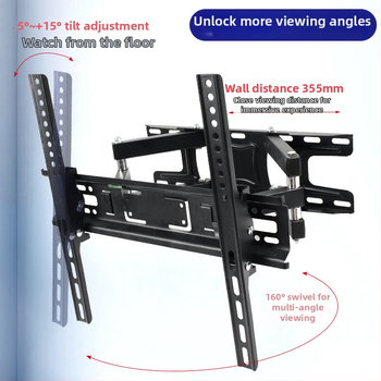 NS-PT002 Nástenný otočný držiak na TV, materiál: studená valcovaná oceľ, kompatibilný s plochými televízormi, hmotnosť 3,1 kg