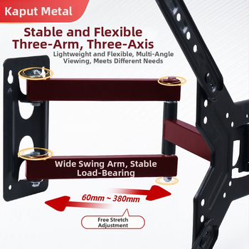 Teleskopický nástenný držiak na televízory/monitory, 180° výklon, model Z40, studená valcovaná oceľ