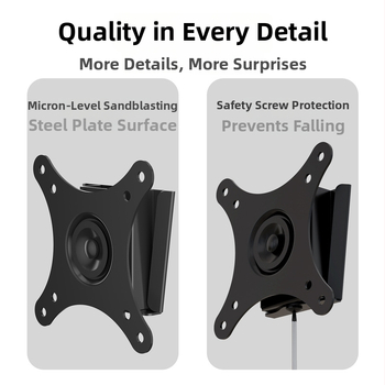 Držiak monitora na stenu – kompaktný a odolný, otáčavý a nastaviteľný; Materiál: studená valcovaná oceľ; Model: D13F; Hmotnosť: 2000 g