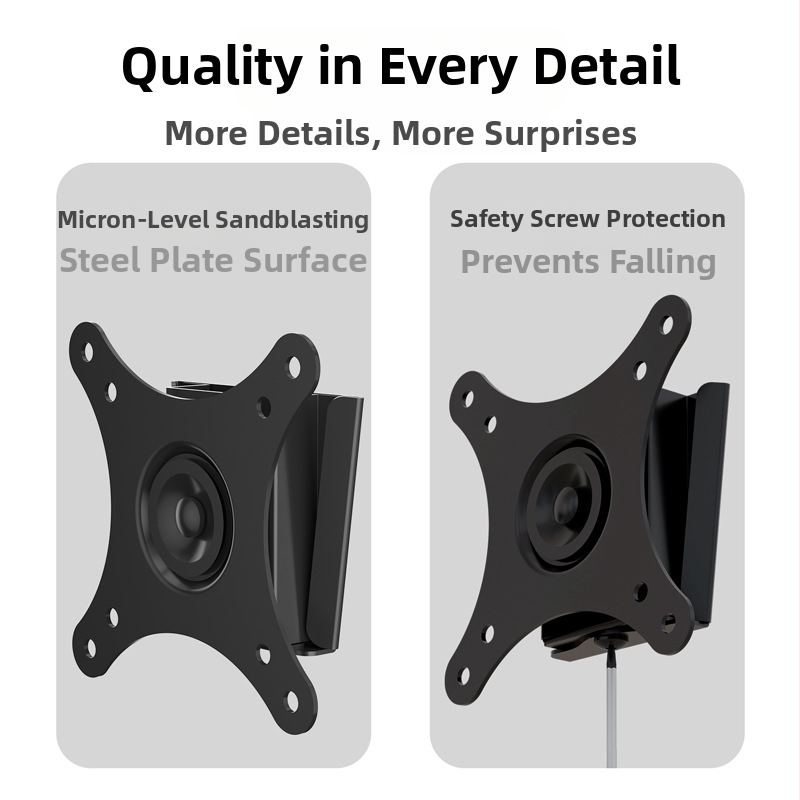 Držiak monitora na stenu – kompaktný a odolný, otáčavý a nastaviteľný; Materiál: studená valcovaná oceľ; Model: D13F; Hmotnosť: 2000 g