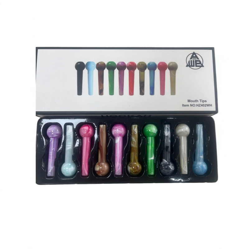 Cijev za nargilu od smole – okrugli produženi dizajn, 12 komada u kutiji, tisk logotipa dostupan