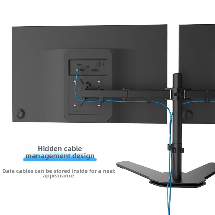 Kétkaros LCD kijelzőtartó asztali, függőleges, forgatható és teleszkóposan állítható, Modell M042, vas + műanyag