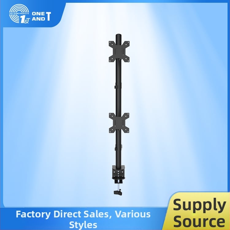 Két monitorhoz zárható asztali klipekkel rögzíthető állvány, kar nélkül, forgatható teleszkópos beállítás, mechanikus működtetés, modell M063