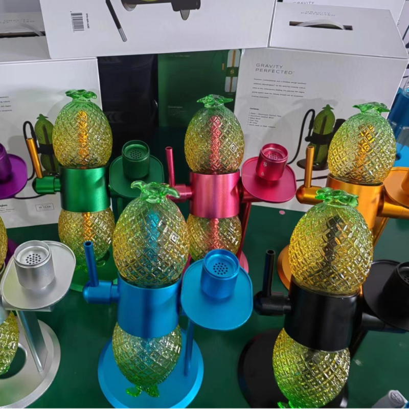 Ananas gravitacijska nargila, 360° okret, metalna konstrukcija, podrijetlo Zhejiang, 4 komada u kutiji, tisk logotipa dostupan, prilagođavanje dostupno