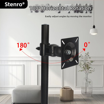 Monitorný stojan T02 – univerzálny pre stolný počítač, 360° otočná základňa, horizontálny/vertikálny displej, materiál: studená valcovaná oceľ