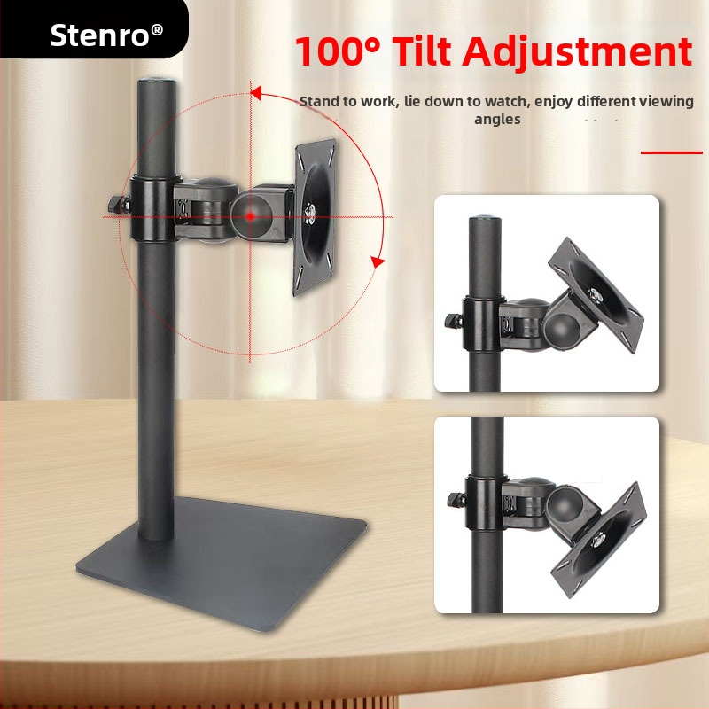 Monitorný stojan T02 – univerzálny pre stolný počítač, 360° otočná základňa, horizontálny/vertikálny displej, materiál: studená valcovaná oceľ