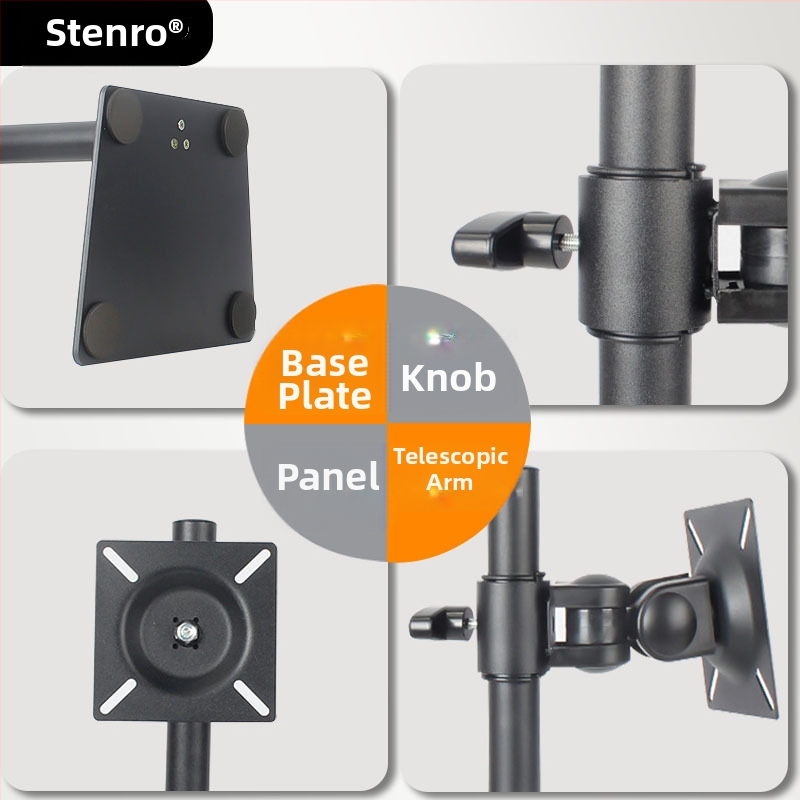 Monitorný stojan T02 – univerzálny pre stolný počítač, 360° otočná základňa, horizontálny/vertikálny displej, materiál: studená valcovaná oceľ