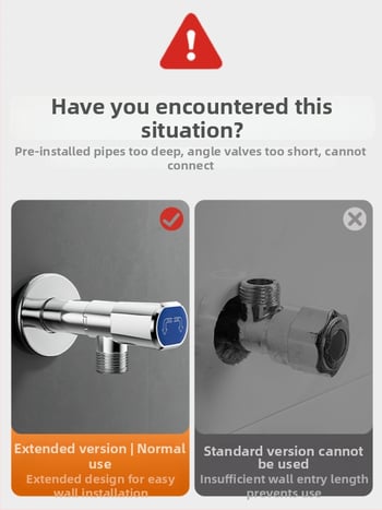 Ventil triunghiular din cupru pentru boiler cu conector prelungit îngroșat și supapă în formă de opt