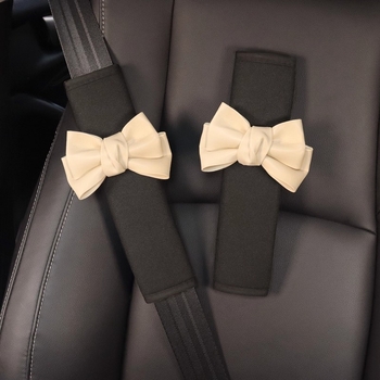 Kožna navlaka za pojas automobila s mašnicom — Materijal: Ice Silk, Marka: Other, Unutarnja dekoracija automobila za sve sezone