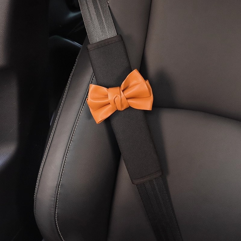 Kožna navlaka za pojas automobila s mašnicom — Materijal: Ice Silk, Marka: Other, Unutarnja dekoracija automobila za sve sezone