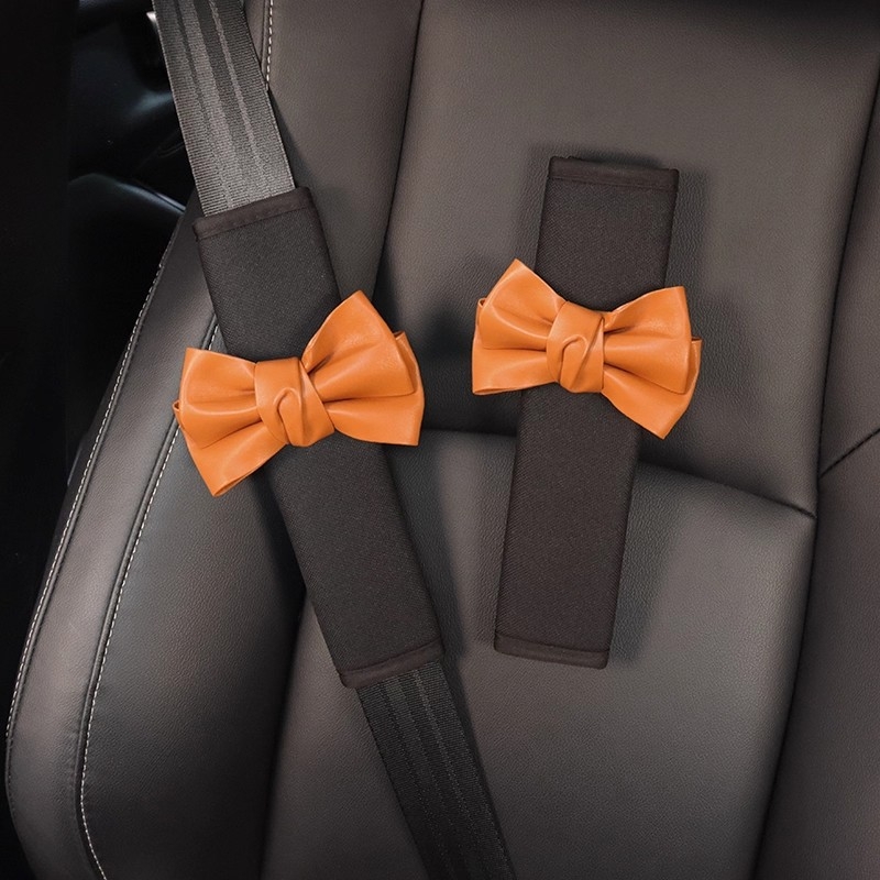 Kožna navlaka za pojas automobila s mašnicom — Materijal: Ice Silk, Marka: Other, Unutarnja dekoracija automobila za sve sezone